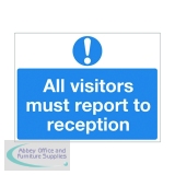 Safety Sign 450x600mm All Visitors Must Report To Reception PVC M78AR