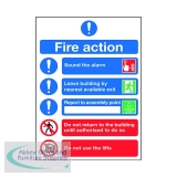 Safety Sign Fire Action Symbols A4 Self Adhesive FR09950S