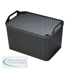 Strata Large Urban Store Basket with Lid 24L Charcoal Grey XW124-CHA-VW