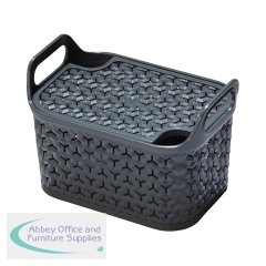 Strata Small Urban Store Basket with Lid 4L Charcoal Grey XW122-CHA-VW
