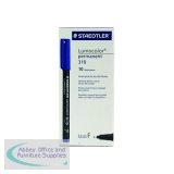 Staedtler Lumocolour Pen Permanent Fine Blue (Pack of 10) 318-3
