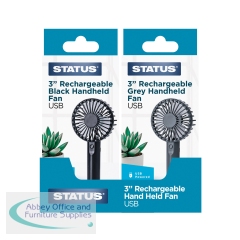 Status Rechargeable Handheld Fan 3 Inch Black/Grey (Pack of 10) MIXRHHFANSX10