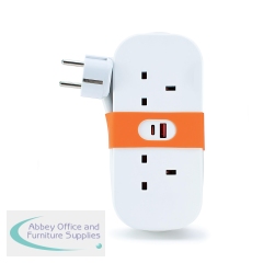 Status 2 Way Euro Travel Socket 1.4 Metre S2W1.4MUSBEU1