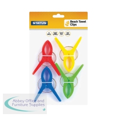 Status Multi Coloured Beach Towel Clip Assorted (Pack of 4) SCLIPBEACHTC