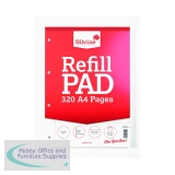 Silvine Refill Pad 320 Pages Ruled with Margin Perforated Punched 4 Holes A4 (Pack of 3) A4RPFM320