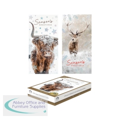 Luxury Boxed Highland Cow/Stag Christmas Cards x12 (Pack of 6) X9114B