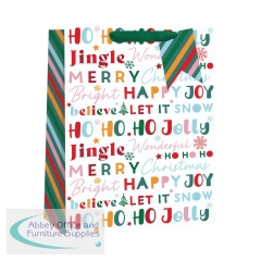 Christmas Jolly Text Gift Bag Extra Large (Pack of 6) X9336A/FSC