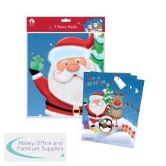 Christmas Plush Santa Sacks PVC x3 (Pack of 12) X9930B