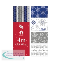 Christmas Blue Snowflakes Wrapping Paper 4m (Pack of 36) X9156B/FSC