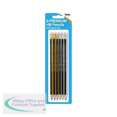 Tiger Premium HB Pencils with Eraser Tips x6 Pencils Blister Pack (Pack of 12) 15016873015357
