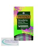 Twinings Strawberry Green Tea Mesh Tea Bags Pyramid Envelope (Pack of 15) F16873