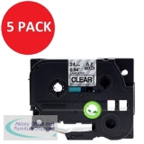 Compatible Brother TZE151 Black on Clear 24mm x 8m Pack of 5