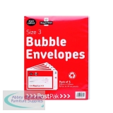 Post Office Postpak Size 3 Bubble Envelope 220x245mm White/Red (Pack of 100) 41631