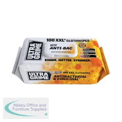 UltraGrime Pro Anti-Bac Plastic Free Wipes XXL (Pack of 100) 5931