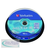 Verbatim CD-R Datalife Non-AZO 80minutes 700MB 52X Non-Printable Spindle (10 Pack) 43437