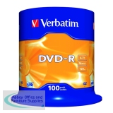 Verbatim DVD-R Non-Printable Spindle 16x 4.7GB (Pack of 100) 43549
