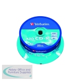 Verbatim CD-R AZO 52x 700MB Crystal Spindle (Pack of 25) 43352