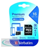 Verbatim MicroSDHC Memory Card Class 10 16GB With Adaptor 44082