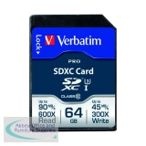 VM47022 - Verbatim Pro SDXC 64Gb Memory Card Class 10 UHS-I U3 47022