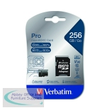 Verbatim Pro U3 Micro SDXC Memory Card 256GB with SD Adapter 47045