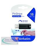 VM49316 - Verbatim Black Pinstripe 16GB USB 3.0 Flash Drive 49316