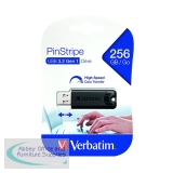 VM49320 - Verbatim Black Pinstripe 256GB USB 3.0 Flash Drive 49320