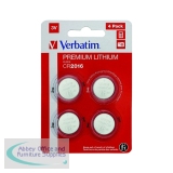 Verbatim CR2016 3V Premium Lithium Battery (Pack of 4) 49531