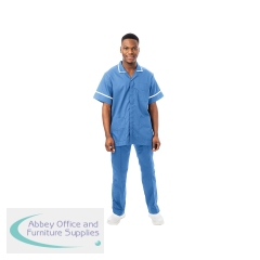 Work in Style PHILZ Male Healthcare Tunic Hospital Blue with White Trim Size 50 inch PHILZHOSPWHIT50
