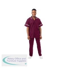 Work in Style PHILZ Male Healthcare Tunic Maroon with White Trim Size 48 inch PHILZMAROWHIT48