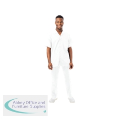 Work in Style PHILZ Male Healthcare Tunic White with White Trim Size 40 inch PHILZWHITWHIT40