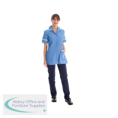 Work in Style Female Nursing Tunic Hospital Blue with White Trim 50 Inch DVDTR/HOS/WHT/50