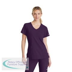 Skechers Female V Neck Scrub Top Eggplant L SK102/EGGP/L