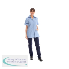 Work in Style Female Nursing Tunic Sky with Navy Trim 52 Inch DVDTR/SKY/NAV/52