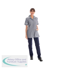 Work in Style Female Nursing Tunic Storm Grey with White Trim 36 Inch DVDTR/STO/WHT/36