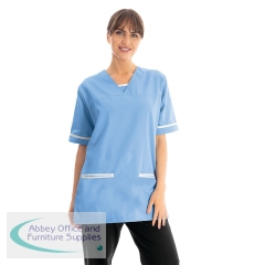534LW V Neck Lightweight Scrub Top with Trim Hospital Blue XS 534LWHOSPWHITXS