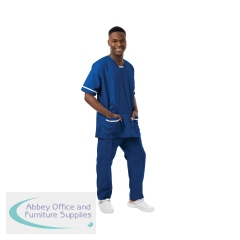 534LW V Neck Lightweight Scrub Top with Trim Royal Blue M 534LWROYAWHITM