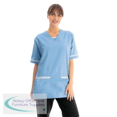 534LW V Neck Lightweight Scrub Top with Trim Ceil S 534LWCEILWHITS