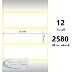 Compatible Zebra 76.2mm x 25.4mm White Paper Label Roll (2580)