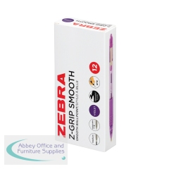 Zebra Z-Grip Smooth Retractable Ballpoint Pen 1mm Violet (Pack of of 12) 4901681030545
